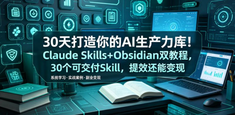 30天打造你的AI生产力库！Claude Skills+Obsidian 双教程，30 个可交付 Skill，提效还能变现|云雀资源分享