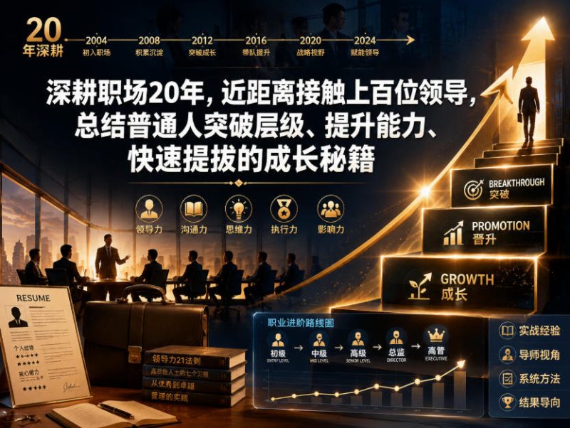 付费文章：深耕职场20年，近距离接触上百位领导，总结普通人突破层级、提升能力、快速提拔的成长秘籍(全网独家干货)|云雀资源分享