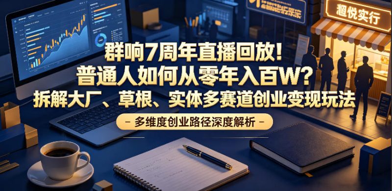 群响7周年直播回放！普通人如何从零年入百W？拆解大厂、草根、实体多赛道创业变现玩法|云雀资源分享
