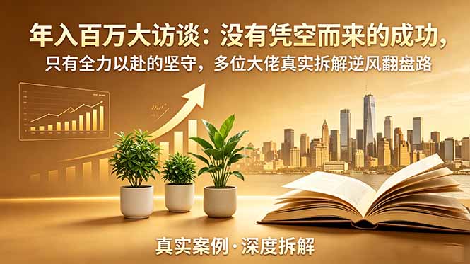 年入百万大访谈-更新:没有凭空而来的成功,只有全力以赴的坚守,多位大佬真实拆解逆风翻盘路|云雀资源分享