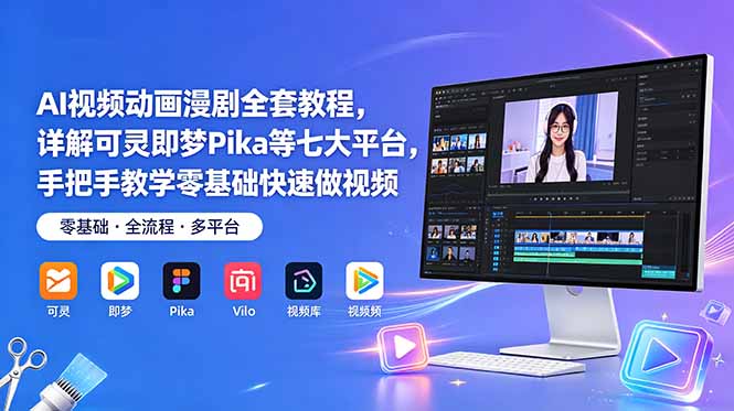 AI视频动画漫剧全套教程,详解可灵即梦Pika等七大平台,手把手教学零基础快速做视频|云雀资源分享