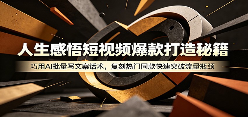 人生感悟短视频爆款打造秘籍:巧用A 批量写文案话术,复刻热门同款快速突破流量瓶颈|云雀资源分享