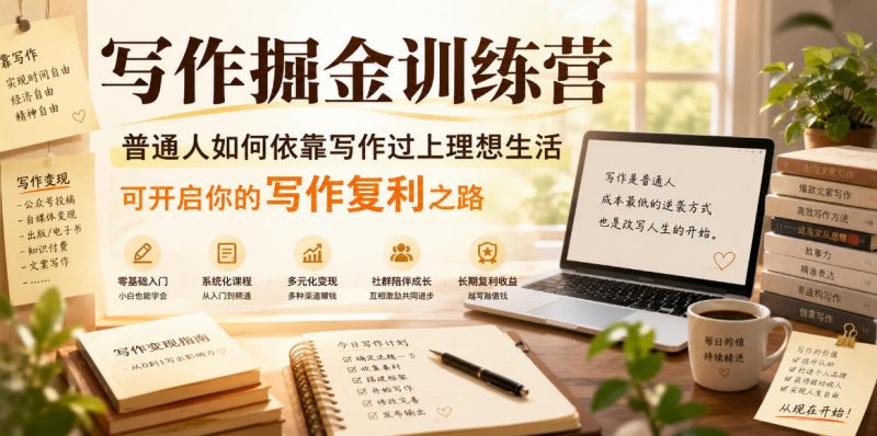 写作掘金训练营，普通人如何依靠写作过上理想生活，可开启你的写作复利之路(更新6月)|云雀资源分享