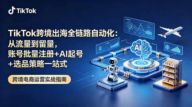 TikTok跨境出海全链路自动化:从流量到留量,账号批量注册+AI起号+选品策略一站式|云雀资源分享