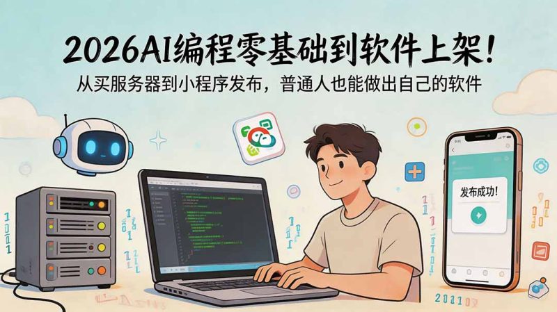 2026AI编程零基础到软件上架!从买服务器到小程序发布,普通人也能做出自己的软件|云雀资源分享