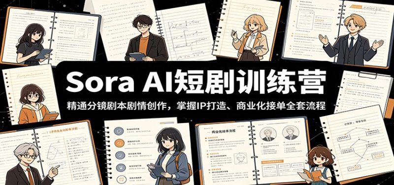 Sora AI短剧训练营:精通分镜剧本剧情创作,掌握IP打造、商业化接单全套流程|云雀资源分享