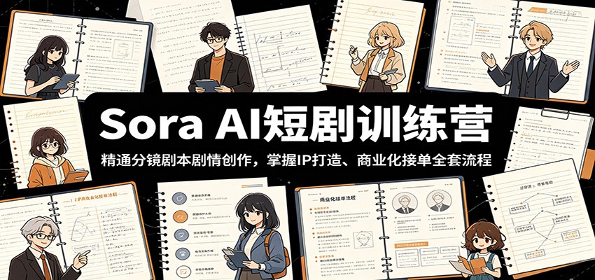 Sora AI短剧训练营:精通分镜剧本剧情创作,掌握IP打造、商业化接单全套流程|云雀资源分享
