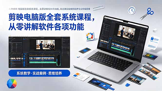 剪映电脑版全套系统课程,从零讲解软件各项功能,结合海量实战案例培养专业剪辑思维|云雀资源分享