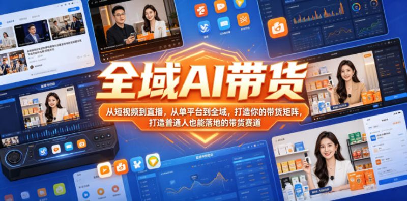 全域AI带货，从短视频到直播，从单平台到全域，打造你的带货矩阵，打造普通人也能落地的带货赛道(0617更新)|云雀资源分享
