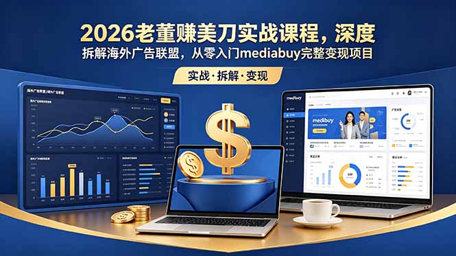 2026老董赚美刀实战课程,深度拆解海外广告联盟,从零入门mediabuy完整变现项目|云雀资源分享