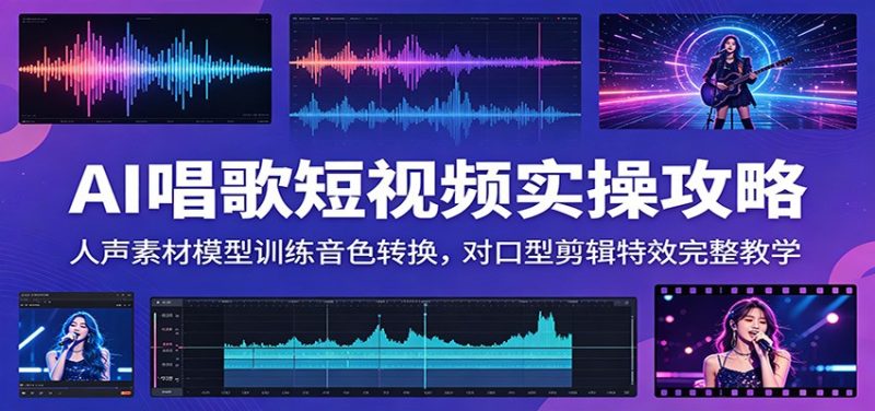 AI唱歌短视频实操攻略：人声素材模型训练音色转换，对口型剪辑特效完整教学|云雀资源分享
