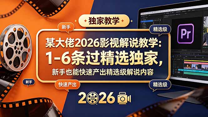 某大佬2026影视解说教学:1-6条过精选独家,新手也能快速产出精选级解说内容|云雀资源分享