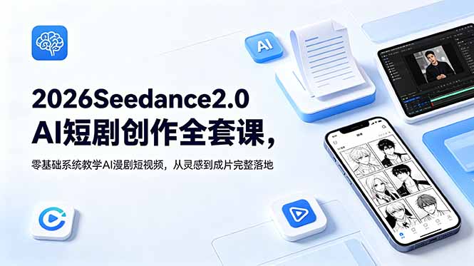 2026Seedance2.0AI短剧创作全套课,零基础系统教学AI漫剧短视频,从灵感到成片完整落地|云雀资源分享