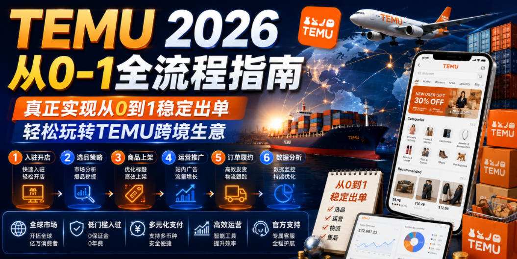 TEMU 2026从0-1全流程指南，真正实现从0到1稳定出单，轻松玩转TEMU跨境生意|云雀资源分享