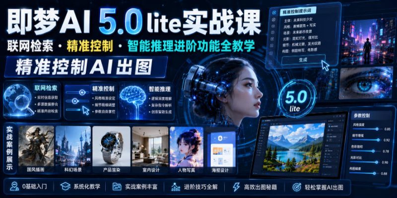 即梦AI 5.0 lite实战课，联网检索・精准控制・智能推理进阶功能全教学，精准控制AI出图|云雀资源分享