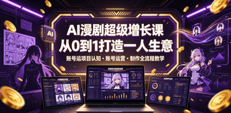 AI漫剧超级增长课，从0到1打造一人生意，项目认知・账号运营・制作全流程教学|云雀资源分享