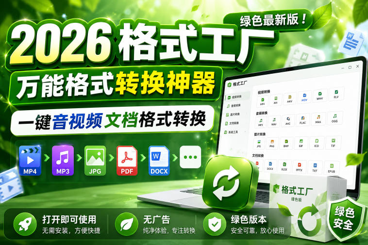 2026格式工厂绿色最新版!万能格式转换神器,一键音视频文档格式转换,打开即可使用,无广告绿色版本|云雀资源分享