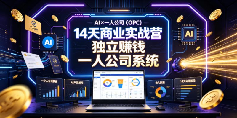 AI×一人公司(OPC)14天商业实战营，用AI帮你搭建一个属于你自己的、能独立賺钱的一人公司系统|云雀资源分享