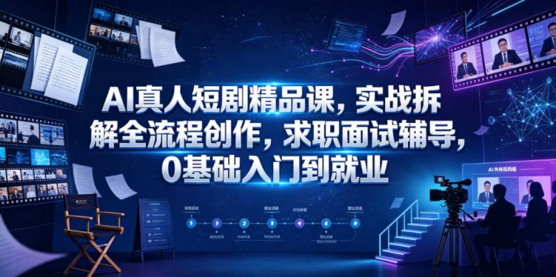 AI真人短剧精品课，实战拆解全流程创作，求职面试辅导，0基础入门到就业|云雀资源分享