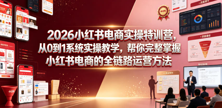 2026小红书电商实操特训营，从0到1系统实操教学，帮你完整掌握小红书电商的全链路运营方法|云雀资源分享