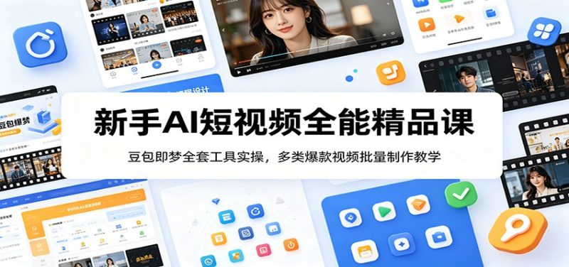新手AI短视频全能精品课:豆包即梦全套工具实操,多类爆款视频批量制作教学|云雀资源分享