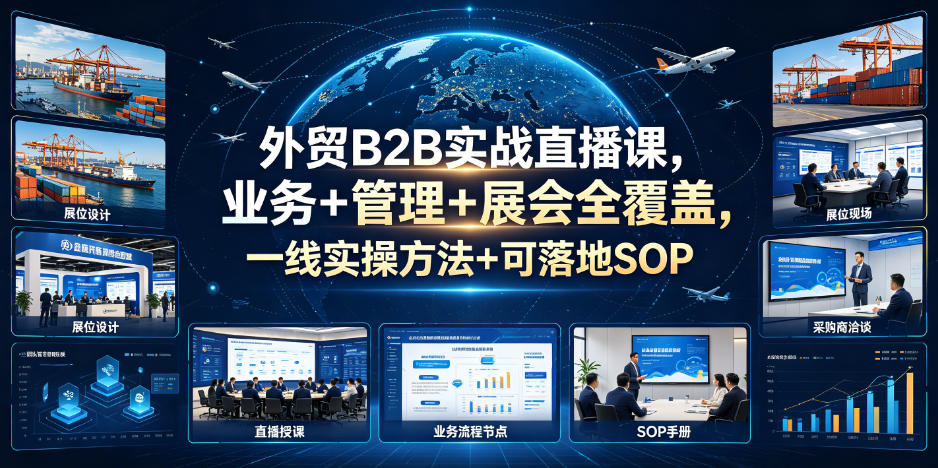 外贸B2B实战直播课，业务+管理+展会全覆盖，一线实操方法+可落地SOP|云雀资源分享