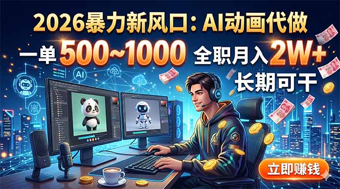 2026暴力新风口:AI动画代做,一单500~1000,全职月入2W+,长期可干|云雀资源分享