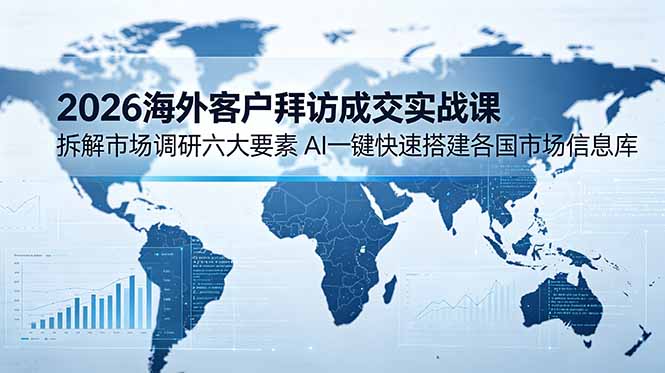 2026海外客户拜访成交实战课:拆解市场调研六大要素,AI一键快速搭建各国市场信息库|云雀资源分享