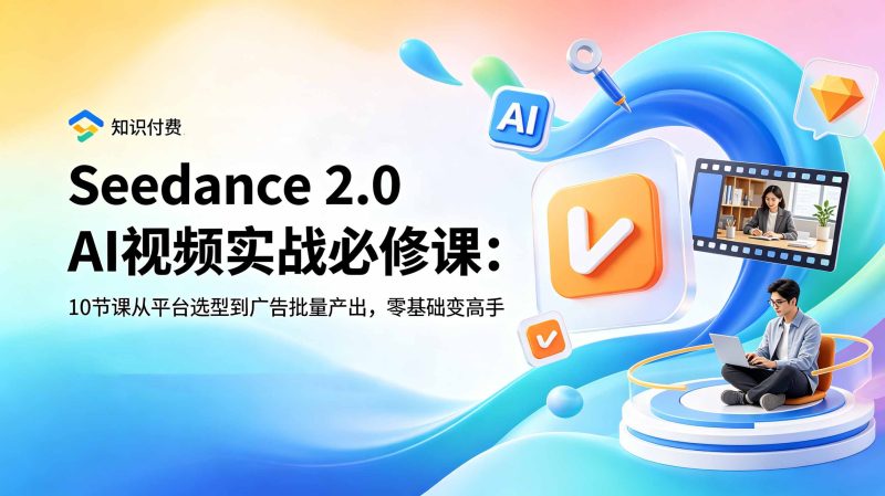 Seedance 2.0 AI视频实战必修课:10节课从平台选型到广告批量产出,零基础变高手|云雀资源分享