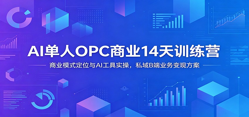 AI单人OPC商业14天训练营:商业模式定位与AI工具实操,私域B端业务变现方案|云雀资源分享
