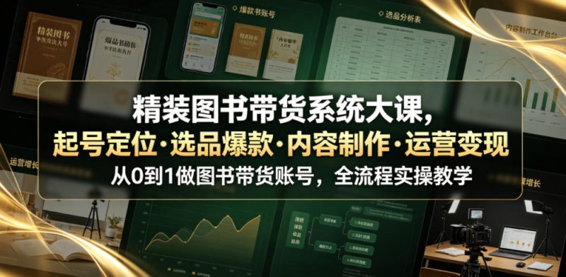 精装图书带货系统大课，起号定位・选品爆款・内容制作・运营变现，从0到1做图书带货账号，全流程实操教学|云雀资源分享