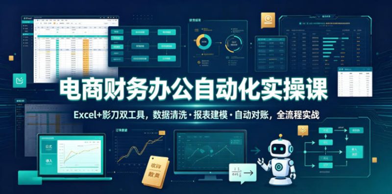 电商财务办公自动化实操课，Excel+影刀双工具，数据清洗・报表建模・自动对账，全流程实战|云雀资源分享