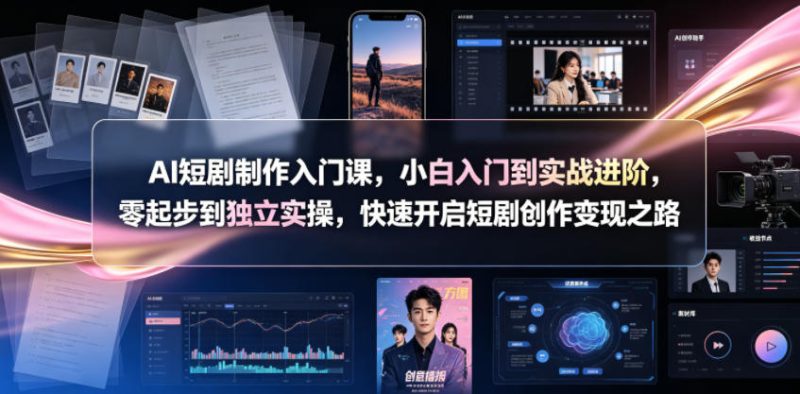 AI短剧制作入门课，小白入门到实战进阶，零起步到独立实操，快速开启短剧创作变现之路|云雀资源分享