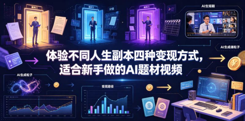 体验不同人生副本四种变现方式，适合新手做的AI题材视频|云雀资源分享