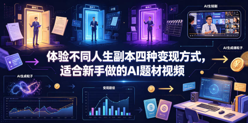 体验不同人生副本四种变现方式，适合新手做的AI题材视频|云雀资源分享