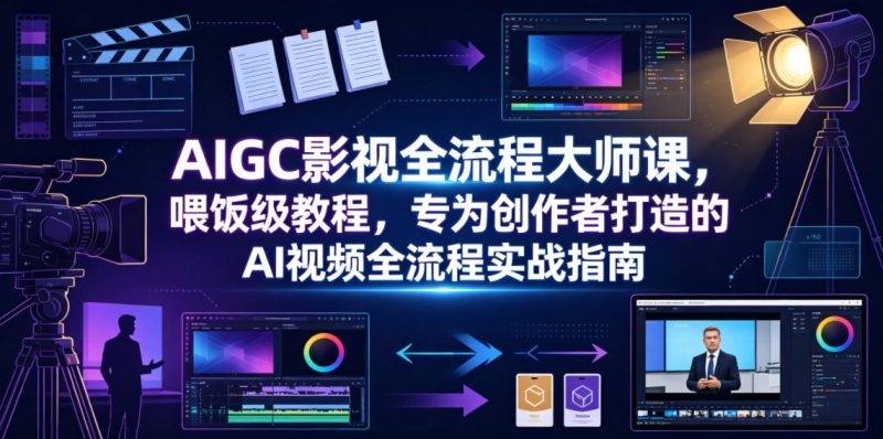 AIGC影视全流程大师课，喂饭级教程，专为创作者打造的AI视频全流程实战指南|云雀资源分享