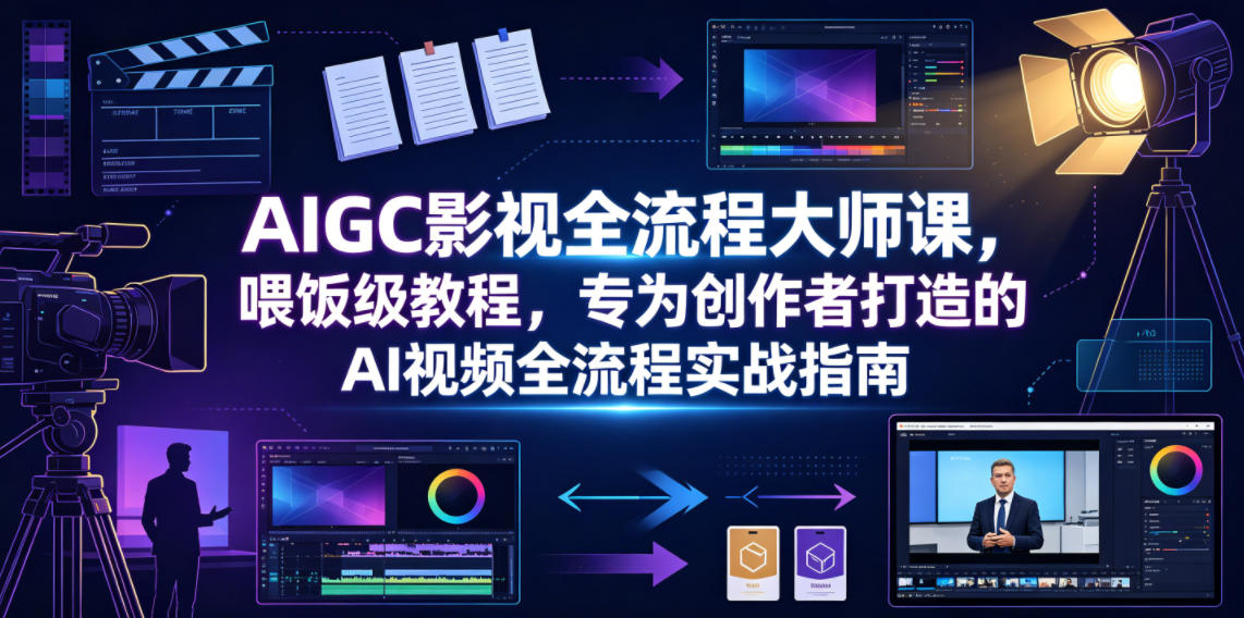 AIGC影视全流程大师课，喂饭级教程，专为创作者打造的AI视频全流程实战指南|云雀资源分享