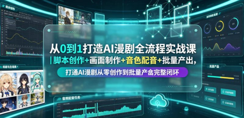 从0到1打造AI漫剧全流程实战课｜脚本创作+画面制作+音色配音+批量产出，打通AI漫剧从零创作到批量量产完整闭环|云雀资源分享