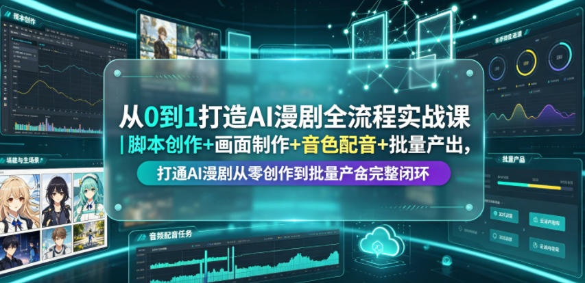 从0到1打造AI漫剧全流程实战课｜脚本创作+画面制作+音色配音+批量产出，打通AI漫剧从零创作到批量量产完整闭环|云雀资源分享