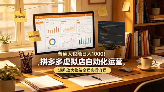 普通人也能日入 1000!拼多多虚拟店自动化运营,矩阵放大收益全程实操流程|云雀资源分享