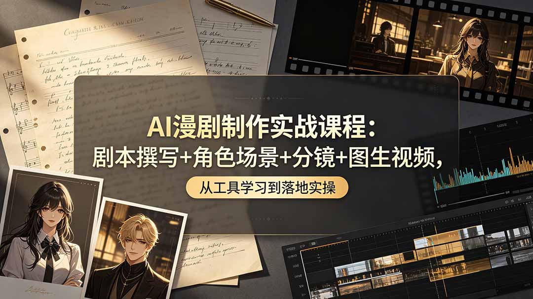 AI漫剧制作实战课程:剧本撰写+角色场景+分镜+图生视频,从工具学习到落地实操|云雀资源分享