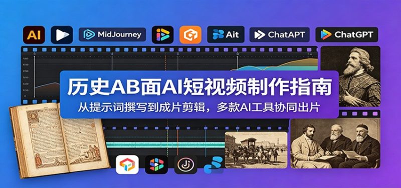 历史AB面AI短视频制作指南:从提示词撰写到成片剪辑,多款AI工具协同出片|云雀资源分享