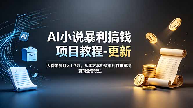 AI小说暴利搞钱项目教程-更新,大佬亲测月入1-3万,从零教学短故事创作与投稿变现全套玩法|云雀资源分享