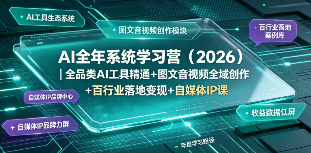 AI全年系统学习营(2026)｜全品类AI工具精通+图文音视频全域创作+百行业落地变现+自媒体IP打造年度进阶大课|云雀资源分享