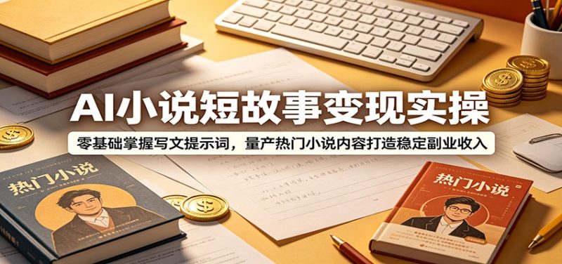 AI小说短故事变现实操：零基础掌握写文提示词，量产热门小说内容打造稳定副业收入|云雀资源分享