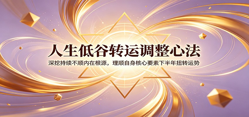 人生低谷转运调整心法:深挖持续不顺内在根源,理顺自身核心要素下半年扭转运势|云雀资源分享