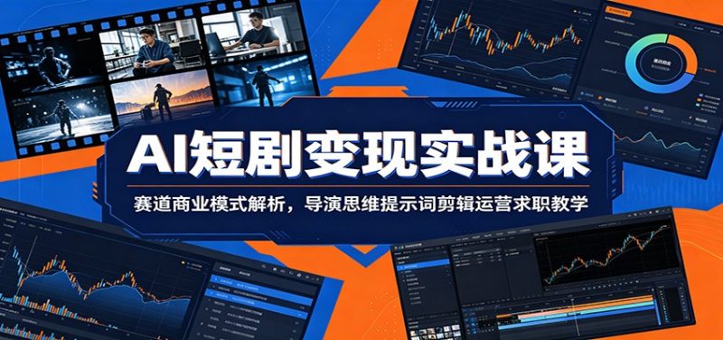 AI短剧变现实战课：赛道商业模式解析，导演思维提示词剪辑运营求职教学|云雀资源分享