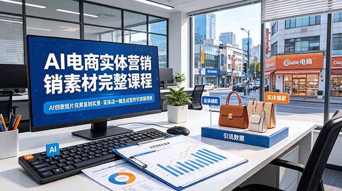 AI电商实体营销素材完整课程,AI创意短片完美复刻实景,实体店一键生成宣传引流短视频|云雀资源分享
