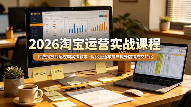 2026 淘宝运营实战课程,付费投放底层逻辑实操教学,优化直通车投产提升店铺成交转化|云雀资源分享