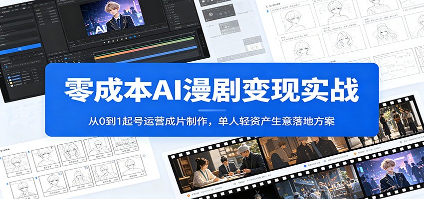 零成本AI漫剧变现实战:从0到1起号运营成片制作,单人轻资产生意落地方案|云雀资源分享